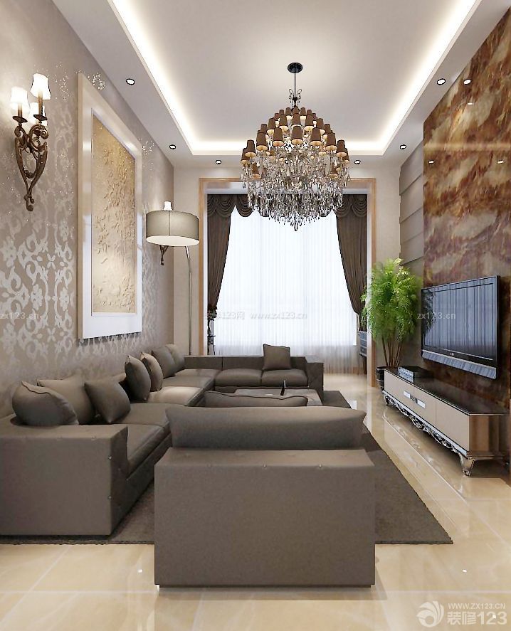 現(xiàn)代小戶型客廳吊頂裝修設(shè)計效果圖大全2015圖片_裝修123效果圖